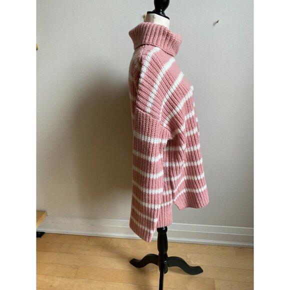 𝅺CASLON Bnwt Pink Striped Turtleneck Sweater Women New Wool Blend - Picture 4 of 7